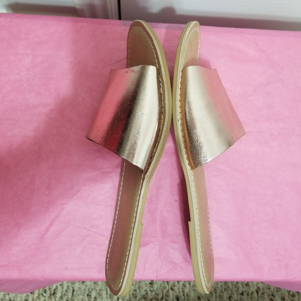 Coconuts, by Matisse - Rose Gold Metallic Cabana Sandals, Leather Upper - Size 9 - Picture 7 of 12